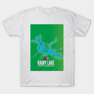 Rainy Lake North american lake map T-Shirt